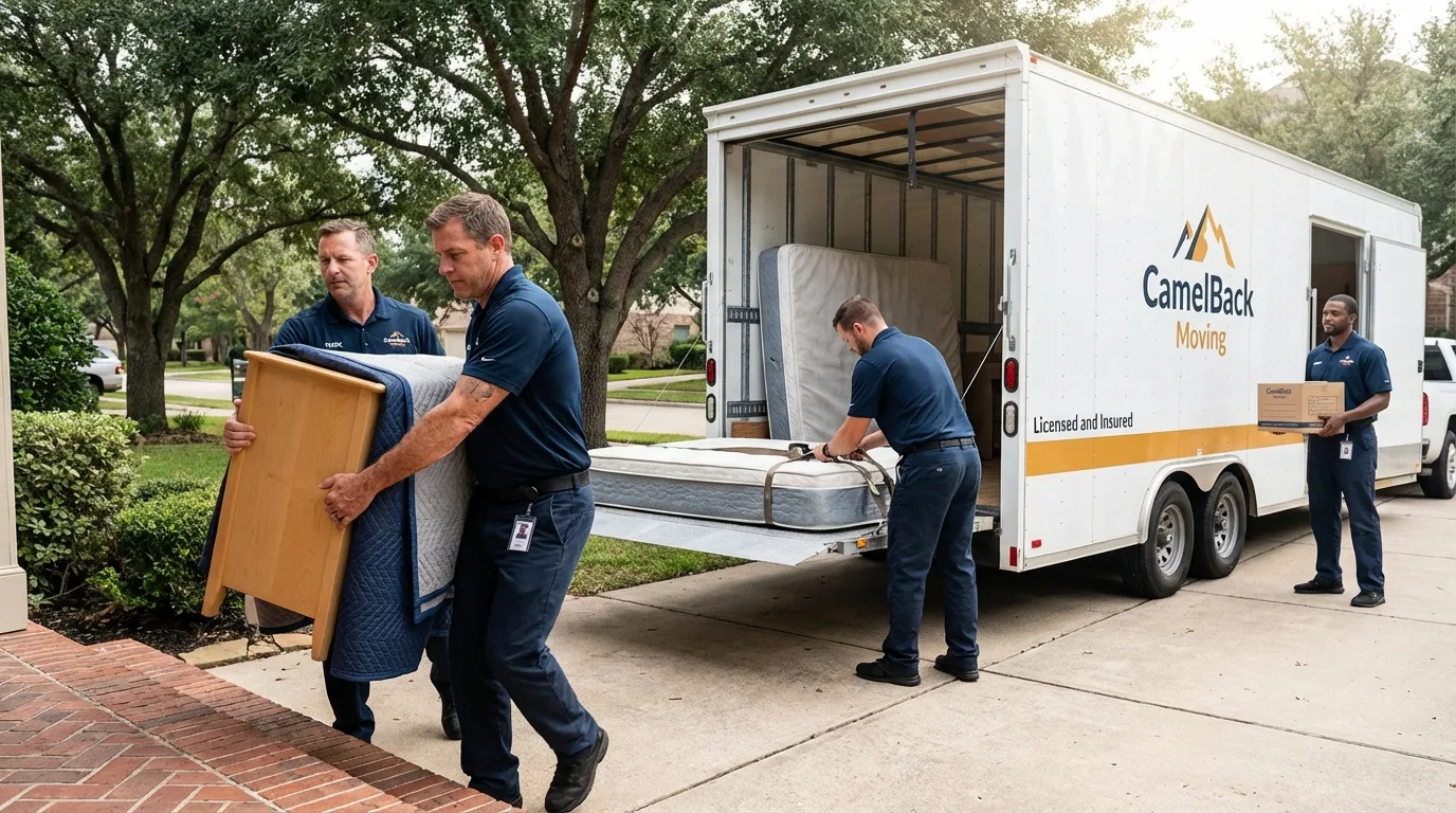 Crew loading residential truck for cross-state move from Fords, NJ