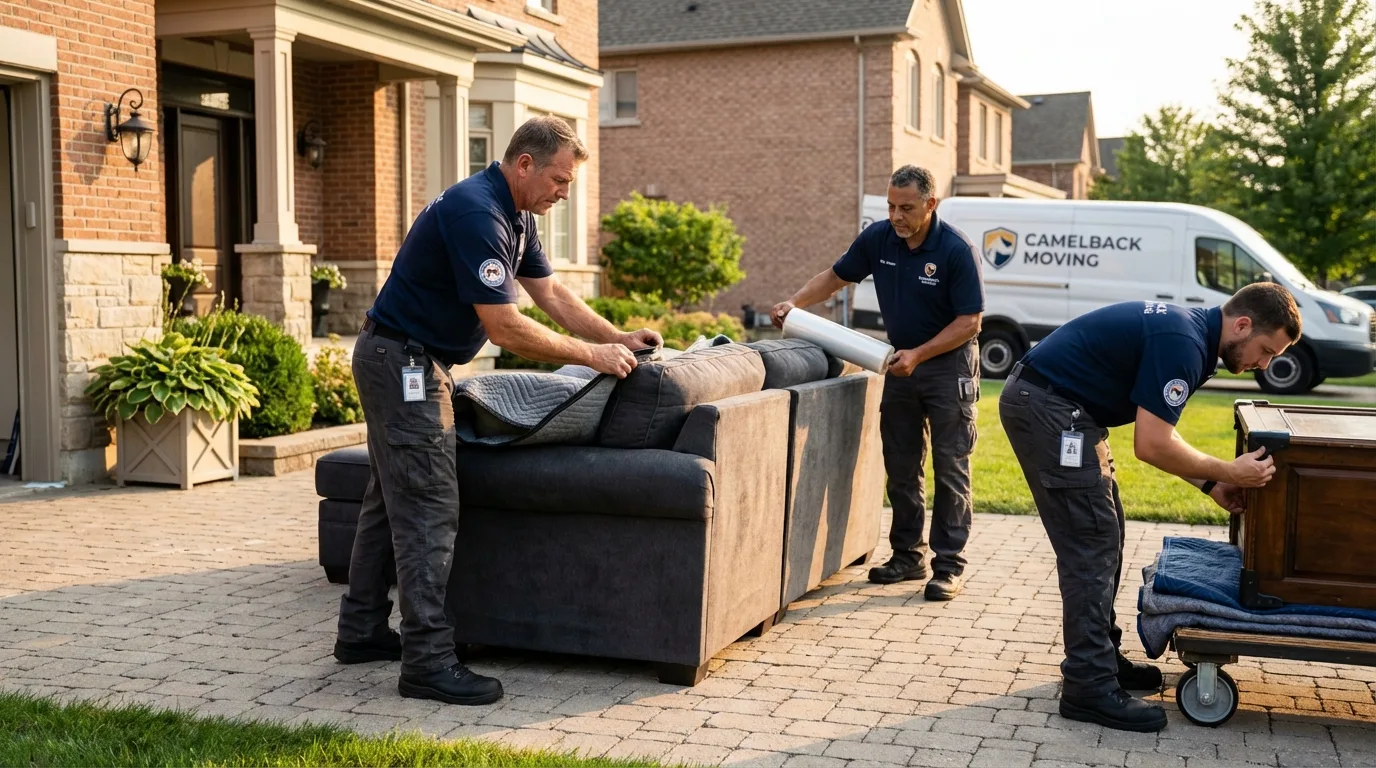 Large estate moving crew wrapping furniture in Fords, NJ