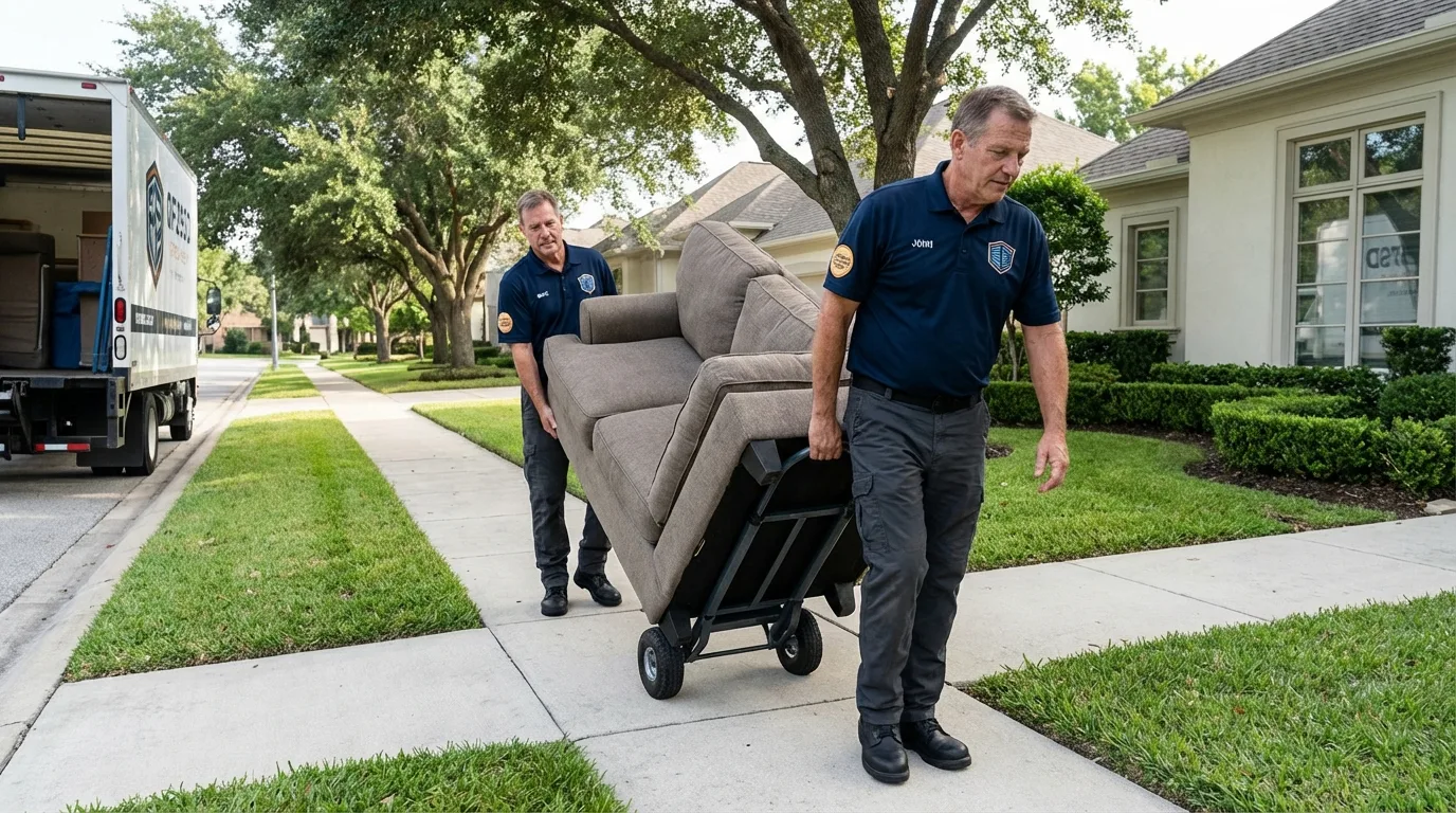 Local residential moving crew loading furniture in Fords, NJ